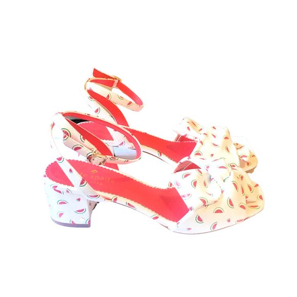 Kate Spade RARE Watermelon Pattern Strappy Open Toe Block Heel - size 7 - Picture 6 of 6